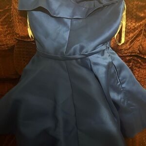 Elegant One Shoulder Blue Dress